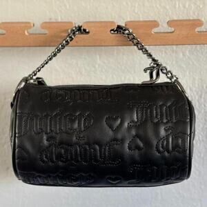 Juicy Couture Black Embossed Logo Mini Barrel Bag Chain Strap Y2K